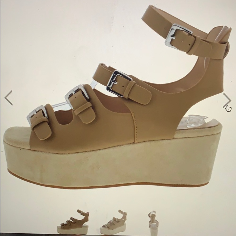 Multi buckle strap cut out platform wedge
